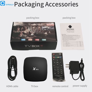 Cyfully X96A Android 10.0 Tv Box 2.4ghz/5ghz Dual Band Wifi Set-Top Tv Box 16 2gb Ram Gb Rom 3d 4k Hdr10 H.265 Android decodificador Tv