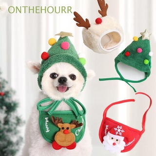 ONTHEHOURR Fiesta En Casa Mascota Bandana Navidad Animales Collar Disfraz De Año Nuevo Cachorro Sombrero Bufanda De Algodón Felpa Gatos Perros Baberos