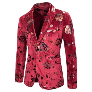 ❁Rl❥Abrigo Casual Blazer para hombre, botón solapa rosa bronceado Show vestido fiesta cena boda traje chaqueta (1)