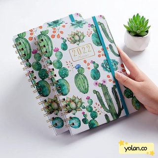 YOLAN Cactus Schedule Planner Daily Plan A5 Note Book 2022 Notebook Planner Journals Worksheet Stationery Supplies Writting Notepad DIY Diary Calendars