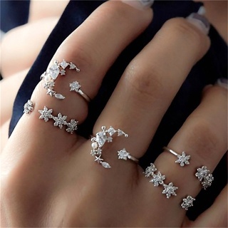 5 Pcs/set Women Fashion Accessories Bohemian Retro Jewelry Diamond Moon Stars