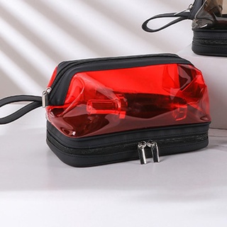 bolsa de aseo unisex con cremallera de piel sintética impermeable portátil bolsa de viaje