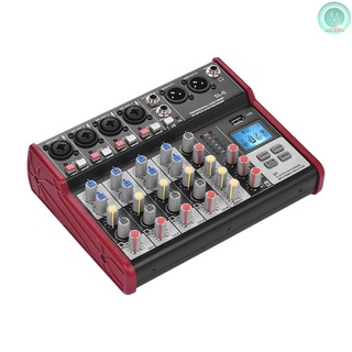 Rx SL-6 portátil de 6 canales de mezcla de consola mezclador de 2 bandas EQ incorporado 48V Phantom Power soporta conexión BT reproductor MP3 USB para grabación DJ red transmisión en vivo Karaoke