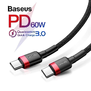 Baseus (20V 3A) 2M/1M para Macbook air type-c 60W Nylon cable tipo c a tipo c Huawei PD2.0 cable de datos USB