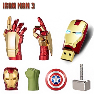 8-32GB Vengadores Iron Man Cabeza Capitán América Thor Martillo USB 2.0 Flash Drive U Disk (1)