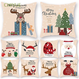 CHIYUE New Year Christmas Ornaments Elk Christmas Decorations Cushion Cover For Home Ornaments Gifts Cartoon Pillowcase Christmas Decor christmas pillow cases