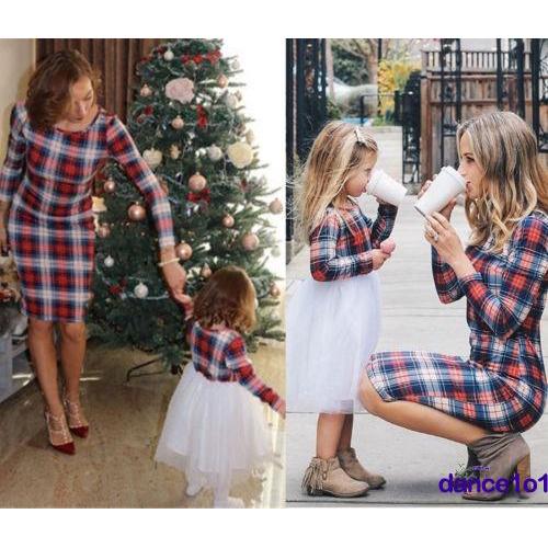 moda madre hija manga larga vestidos casuales familia coincidencia trajes