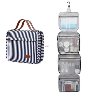 Seng - bolsa de aseo de rayas para viaje, 4 compartimentos, organizador de cosméticos grande