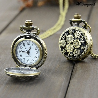 microgood retro vintage steampunk cuarzo collar tallado colgante cadena reloj de bolsillo reloj