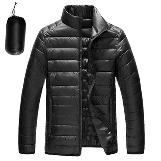 Ultraligero chaquetas de Down de los hombres cuello ligero delgado otoño invierno sólido Casual abrigo (1)