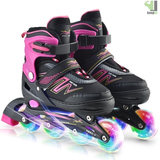 patines en línea ajustables con iluminones para niños y niñas