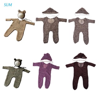 sum recién nacido mameluco fotografía prop bebé niñas niños mono conjunto de sombrero