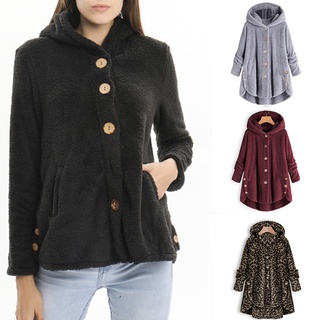 las mujeres de la moda caliente chaqueta otoño invierno casual decoración de lana abrigo con capucha suelto ajuste suave peludo abrigos invierno con capucha tops