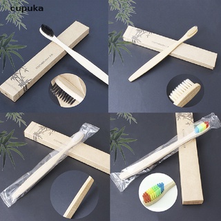 cupuka cepillo de dientes de bambú de cerdas medias de madera arcoíris cepillo de dientes de fibra de madera co