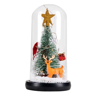 adornos de regalo de árbol de navidad en cúpula de cristal para ciervos estrella de mesa