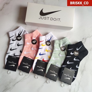 Promotion Nike Short Tube 5 pares de calcetines estampados, calcetines deportivos de algodón cómodos de alta calidad (en caja) briskk_co