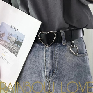 [mujer coreana ins estilo punk moda corazón cinturón] [cuero metal pin hebilla cinturones] [mujeres cintura para desgaste ocio jeans vestido] (1)