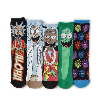 Calcetines de algodón de dibujos animados únicos Rick y Morty media pantorrilla calcetines de modainsCalcetines de personajes de dibujos animados