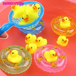 [Gusto] anillos de juguete de goma para niños patos amarillos red de pesca lavado natación a