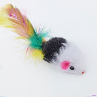 [huite] 10 piezas de ratón falso de Color aleatorio para mascotas, gato, juguetes divertidos, juguetes de gatos, plumas de colores, Mini ratón