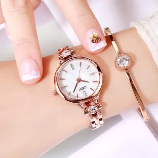 Gedi relojes de pulsera de cuarzo con pedrería de lujo de acero inoxidable con pedrería de oro rosa Simple con esfera pequeña impermeable para dama 11028 (5)
