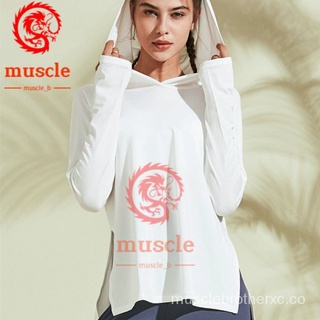 musle-b con capucha entrenamiento running camiseta suelta fitness ropa gimnasio mujer transpirable secado rápido manga larga yoga camisa top mujeres camisetas