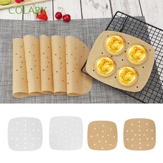 COLARY 100 Pcs Heat Resistance Parchment Paper Bakeware Paper For Air Fryer Air Fryer Liners Baking & Pastry Tools Cookies Perforated Square Unbleached Non-Stick Steamer Mat/Multicolor