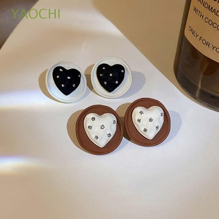 Yaochi botones Rhinestone amor corazón diamante orejas corazón pendientes corazón pendientes forma de amor/Multicolor