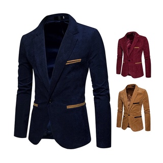 Nueva moda de los hombres de pana Color coincidencia Casual pequeño traje abrigo chaqueta X03