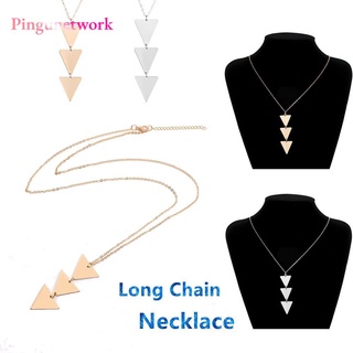 pingunetwork moda triángulo colgante mujer gargantilla collar simple encanto cadena larga oro/plata minimalista suéter cadena/multicolor