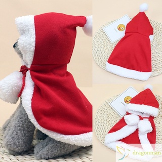 traje de navidad para mascotas poncho capa con sombrero santa claus capa para gatos perros (1)