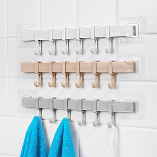 🔥🌈Nehem seis filas de ganchos de pared cocina baño succión de pared viscosidad plástica ganchos de suspensión de puerta de baño