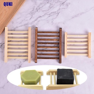 QUK Wooden Soap Dish Storage Tray Holder Bath Shower Natural Wood Plate Bathroom