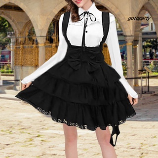 【Ready Stock】Dress_Dress Bowknot Decor Elegant Ice Silk Lady Lolita Dress for Party (2)