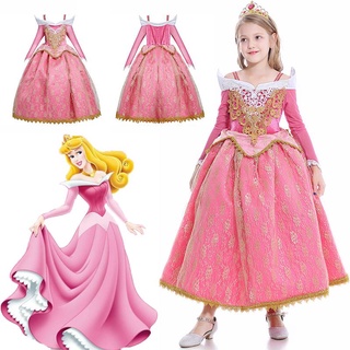 Princesa Aurora Niñas Dormir Belleza Disfraz De Manga Larga Desfile De Halloween Vestido De Fiesta