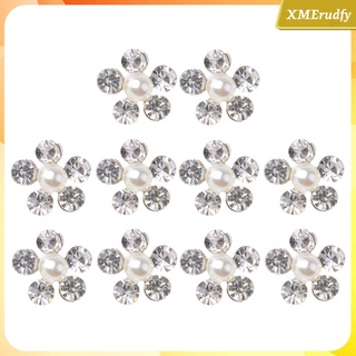 10 piezas de perla rhinestone flor flatback botones adornos diy artesanas