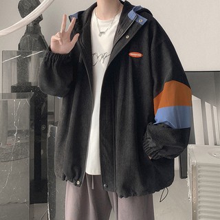 Los hombres ropaouterwear primavera y otoño de los hombres chaqueta de contraste color cardigan con capucha chaqueta de pana chaqueta masculina estilo estudiante moda guapo y suelto (6)