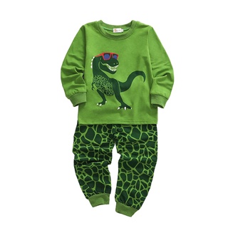 ✿-Lzz-✿-Camiseta y pantalones pijamas conjunto de dibujos animados dinosaurio manga larga Tops y impresión pantalones largos ropa de dormir