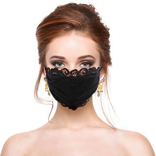 Máscara protectora De Moda Para cara M Scara Ladies negras Bordados encajes malla ajustable vendaje fino transpirable Máscara Cod (3)