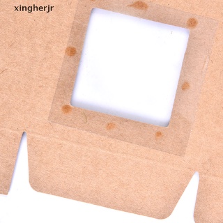 xjco 10pcs papel kraft diy caja de regalo con ventana de pvc transparente galletas pastel jabón embalaje fad (3)