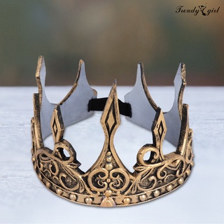 [tdgl xmas] simulación corona llamativo realista aspecto de cuero sintético antiguo medieval corona adornos para fiesta (2)