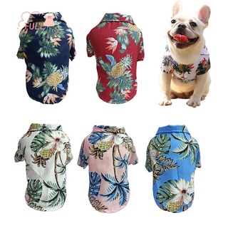 FULL1 Tree Print Dog Shirts Small Medium and Large Dogs Summer Pet Shirts Beach Coconut Pet Clothes Breathable Hawaiian/Multicolor