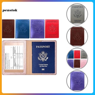 Pen* Protector de pasaporte de piel sintética para tarjetas de identificación, soporte resistente al desgarro para viajes