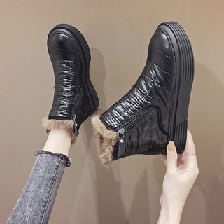 Northeast snow boots women s short tube autumn and winter 2021 new wild thick-soled down plus velvet net red high-top cotton shoes
