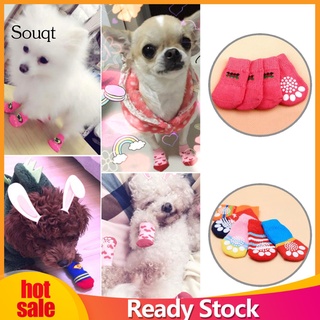sq- calcetines coloridos para mascotas con estampado de pata de punto/calcetines cálidos para fiestas