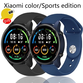 Para xiaomi color MI Smart Watch correa de reemplazo de correa de reloj de silicona pulsera de 22 mm para xiaomi color deportes edición correas protector de pantalla película