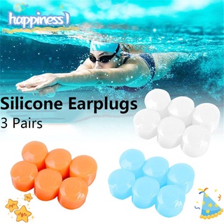 happiness 3 pares de orejeras de buceo duchas de silicona suave tapones para los oídos ambiental para dormir natación tapones anti-ruido impermeable/multicolor