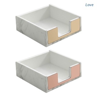Love Marble Pattern Square Memo Box Sticky Note Storage Card Holder Organizer Supply