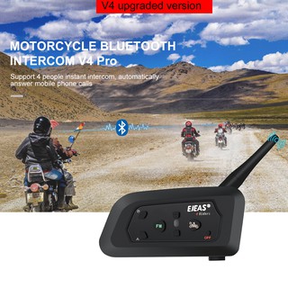 ejeas v4 pro 1200m casco de motocicleta bluetooth interphone auriculares 4 jinetes sistema dúplex completo intercomunicador con radio fm