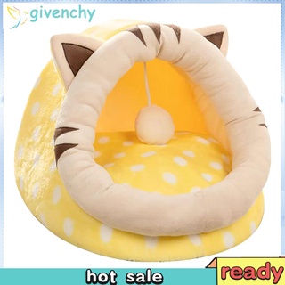 [givenchy1] Camas lavables en forma de oreja para gatitos con bola de pelo semicerrada casa de mascotas